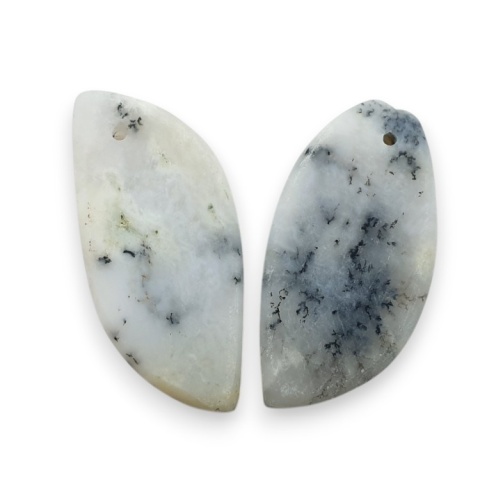 Dendritic agate pair of cabohones with holes 26x12 mm no R484