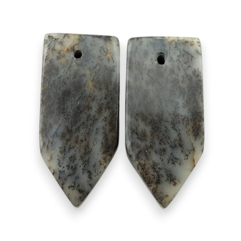 Dendritic agate pair of cabohones with holes 27x12 mm no R500