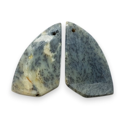 Dendritic agate pair of cabohones with holes 27x14 mm no R497