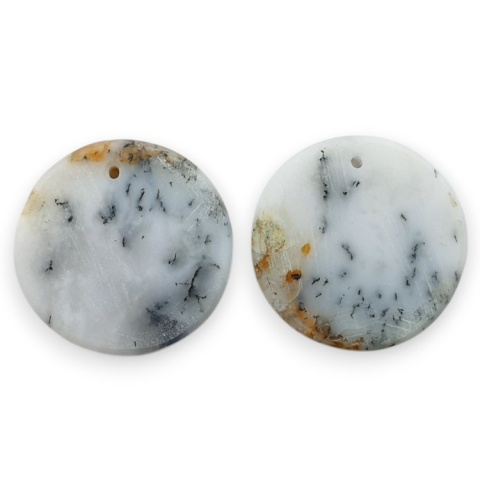 Agat dendrytowy para kaboszon z dziurką fi 23mm nr R512