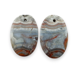 Agat koronkowy para kaboszonów z dziurką 20x13 mm nr R542