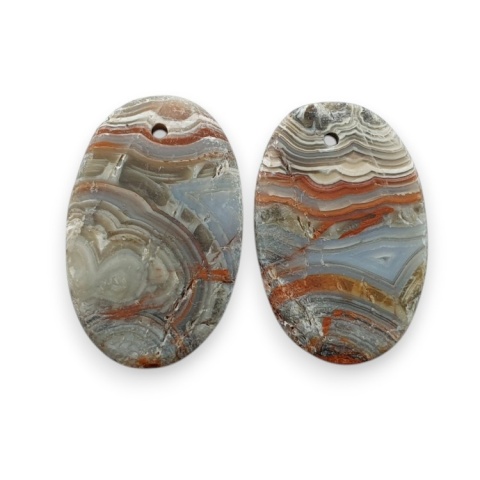 Agat koronkowy para kaboszonów z dziurką 20x13 mm nr R542