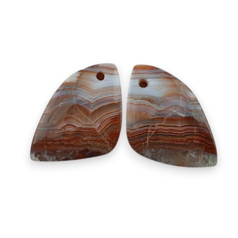 Agat koronkowy para kaboszonów z dziurką 20x13 mm nr R544