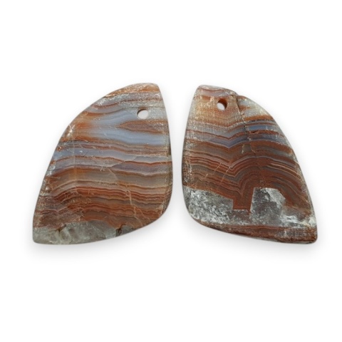 Agat koronkowy para kaboszonów z dziurką 20x13 mm nr R544