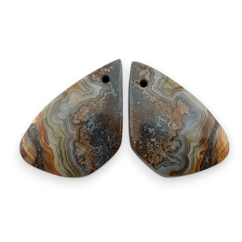 Crazy lace agate pair of cabohones with holes 24x14 mm no R524