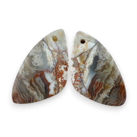 Crazy lace agate pair of cabohones with holes 25x14 mm no R567