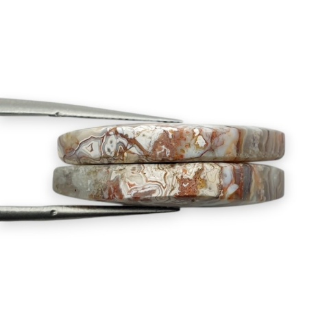 Crazy lace agate pair of cabohones with holes 25x14 mm no R567