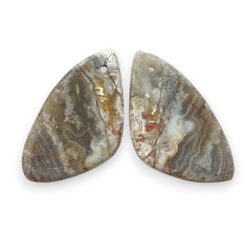 Crazy lace agate pair of cabohones with holes 25x14 mm no R567
