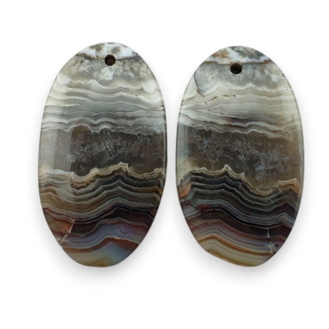 Agat koronkowy para kaboszonów z dziurką 26x15 mm nr R553