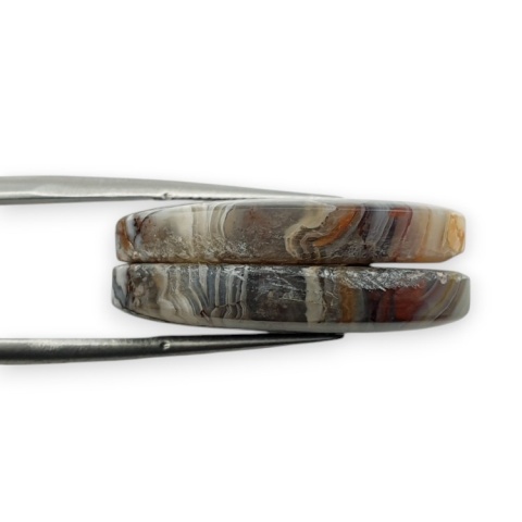 Agat koronkowy para kaboszonów z dziurką 26x15 mm nr R553