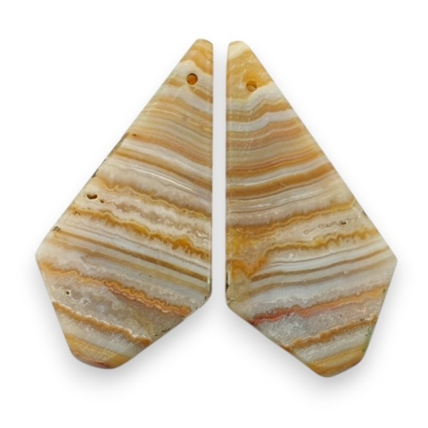 Agat koronkowy para kaboszonów z dziurką 34x17 mm nr R558