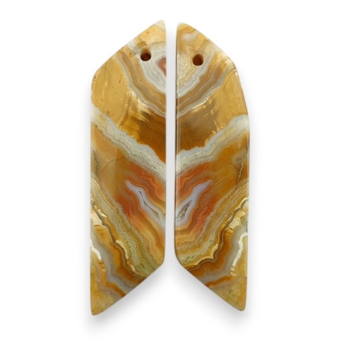 Crazy lace agate pair of cabohones with holes 39x10 mm no R543