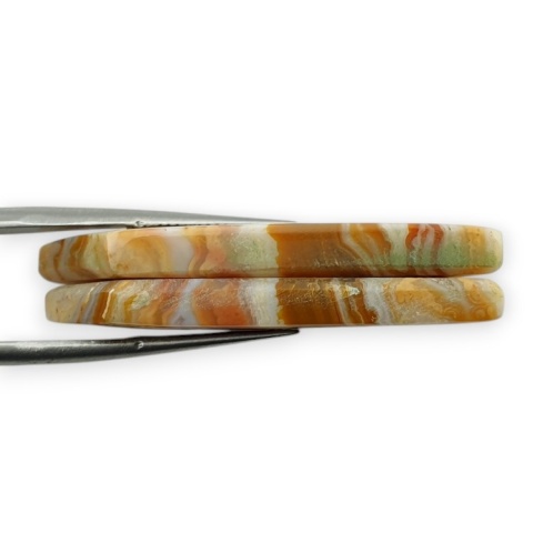 Crazy lace agate pair of cabohones with holes 39x10 mm no R543