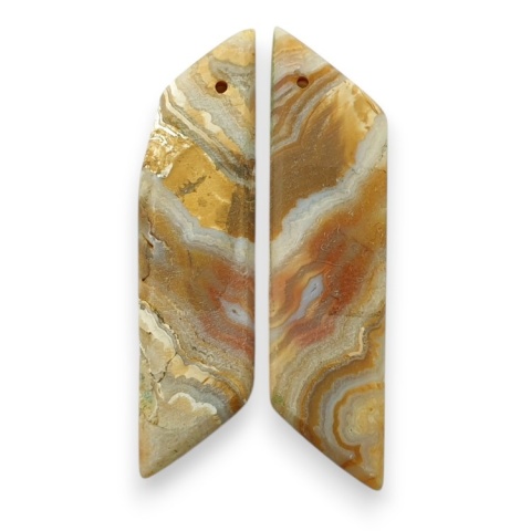 Crazy lace agate pair of cabohones with holes 39x10 mm no R543