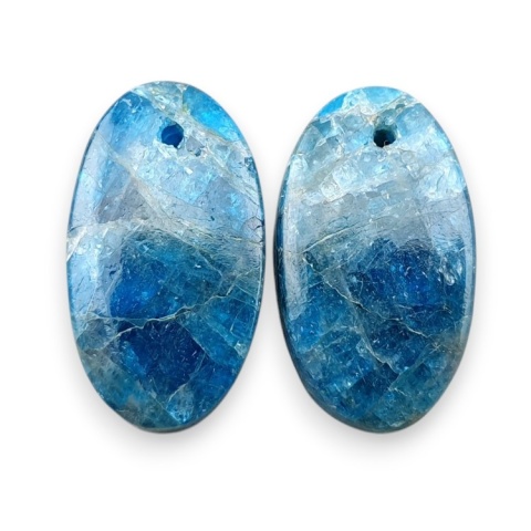 Apatite pair of cabohones with holes 20x11 mm no R609