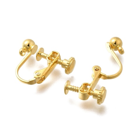 Klipsy z kulką i oczkiem stal chirurgiczna 316L 13x16 mm 2 szt. pozłacane