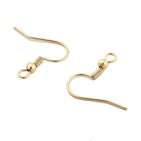 Earwires, surgical steel 316L, 20x19 mm, 10 pcs, gold-plated
