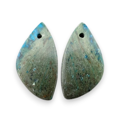 Chrysocolla pair of cabohones with holes 20x11 mm no S194