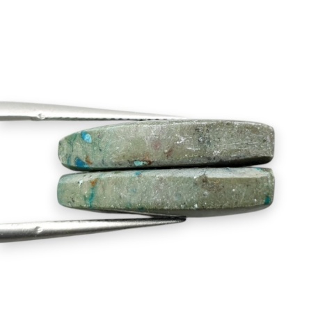 Chrysocolla pair of cabohones with holes 20x11 mm no S194