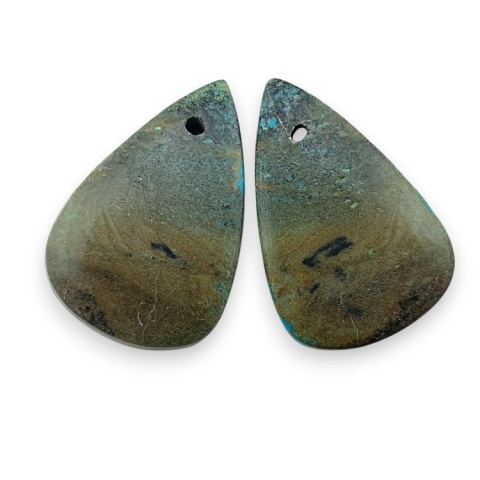 Chrysocolla pair of cabohones with holes 20x13 mm no S192