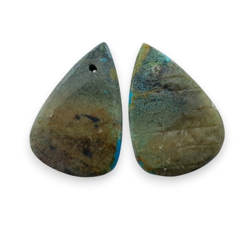 Chrysocolla pair of cabohones with holes 20x13 mm no S192