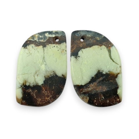 Lemon chrysoprase pair of cabohones with holes 25x15 mm no R810