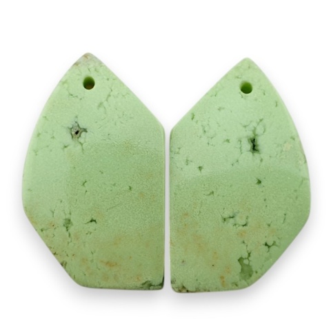 Lemon chrysoprase pair of cabohones with holes 27x15 mm no R819