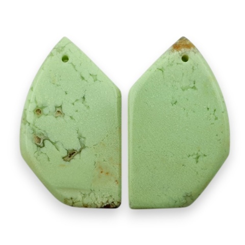 Lemon chrysoprase pair of cabohones with holes 27x15 mm no R819
