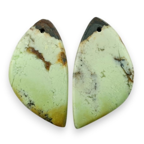 Lemon chrysoprase pair of cabohones with holes 28x15 mm no R793