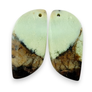 Chryzopraz cytrynowy para kaboszonów z dziurką 29x14 mm nr R794