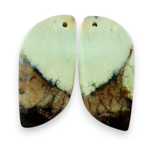 Chryzopraz cytrynowy para kaboszonów z dziurką 29x14 mm nr R794