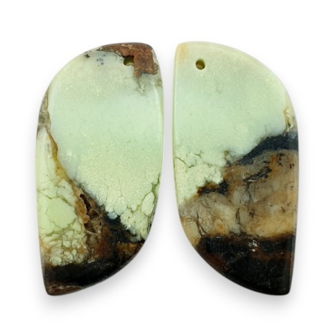 Chryzopraz cytrynowy para kaboszonów z dziurką 29x14 mm nr R794