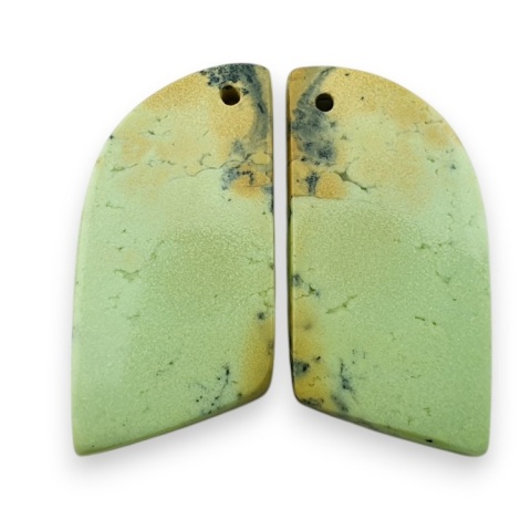 Lemon chrysoprase pair of cabohones with holes 29x14 mm no R820