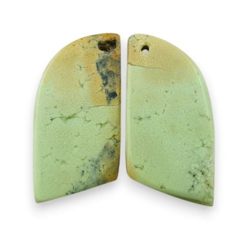 Lemon chrysoprase pair of cabohones with holes 29x14 mm no R820