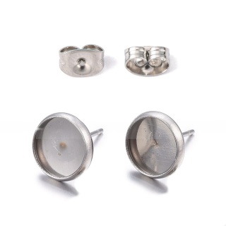 Cabochon setting studs 8 mm surgical steel 316L 4 pcs