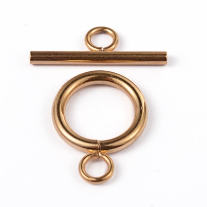 Gold-plated stainless steel toggle clasp 14 mm 1 pc IP coating