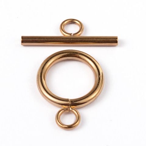 Zapięcie toggle stal szlachetna pozłacane 14 mm 1 szt powłoka IP