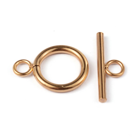 Zapięcie toggle stal szlachetna pozłacane 14 mm 1 szt powłoka IP