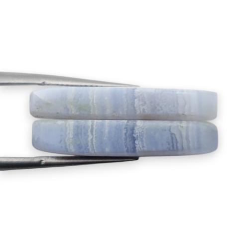 Blue lace agate pair of cabohones with holes 26x13 mm no R990