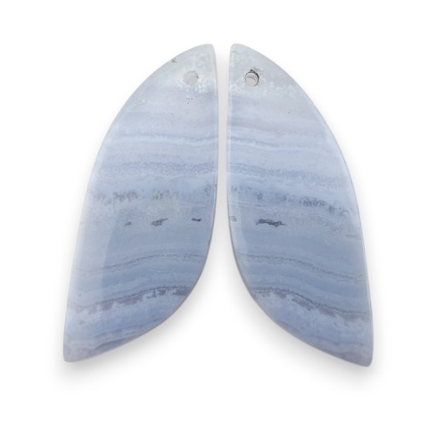 Blue lace agate pair of cabohones with holes 33x12 mm no R979
