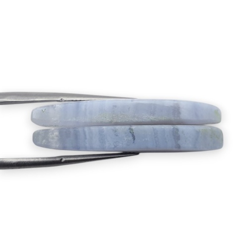 Blue lace agate pair of cabohones with holes 33x12 mm no R979