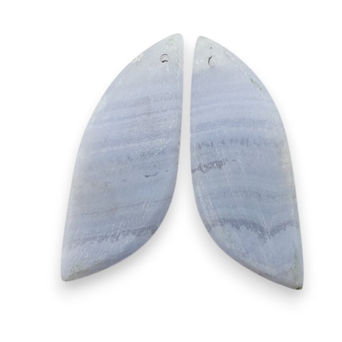 Blue lace agate pair of cabohones with holes 33x12 mm no R979