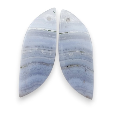 Blue lace agate pair of cabohones with holes 35x13 mm no R980