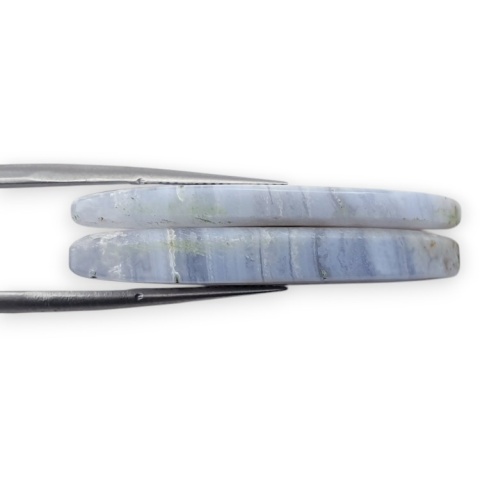 Blue lace agate pair of cabohones with holes 35x13 mm no R980