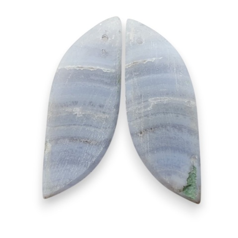 Blue lace agate pair of cabohones with holes 35x13 mm no R980