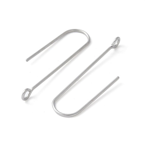 Open hooks with eyelet, surgical steel 316L, 30 mm, 4 pcs.