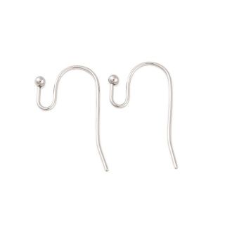 Earwires with ball, surgical steel 316L, 22x12 mm, 2 pcs.