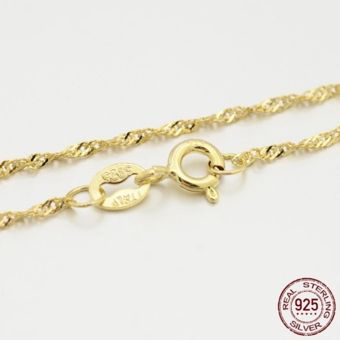 Singapore chain silver 925 1.3 mm 40 cm gold plated