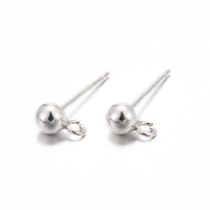 Ball studs with eye silver 925 4 mm 2
