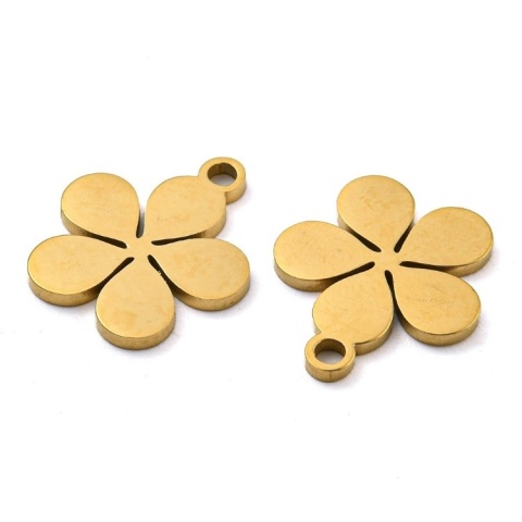 Zawieszka kwiatek stal chirurgiczna 316L 14x12 mm 1szt pozłacana powłoka IP